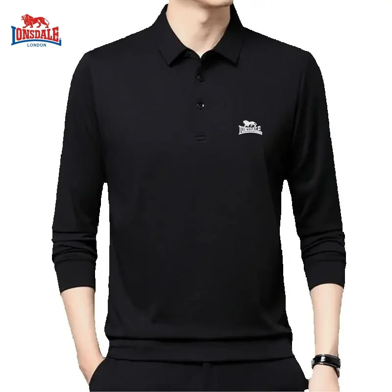 Spring and Autumn men's high-quality embroidered brand logo long sleeved polo shirt fashionable casual base shirt top