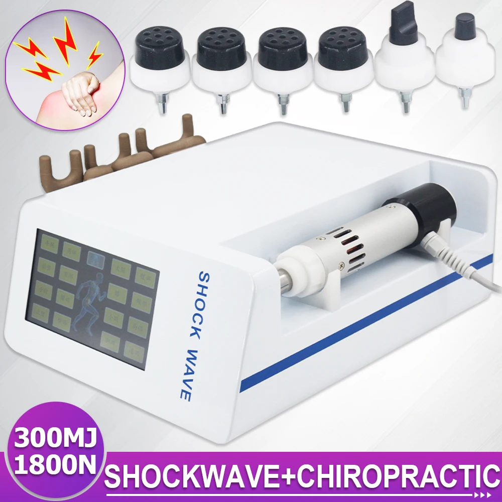 

300MJ Shock Wave Therapy Machine For ED Treatment Muscle Relaxation Body Pain Relief 1800N Chiropractic Correction Electric Gun