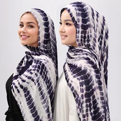 New Stripe Printing Dyeing Rayon Hijab Scarf Cotton Muslim Hijabs Shawls Women Long Wraps Soft Muslim Female Islim Turban