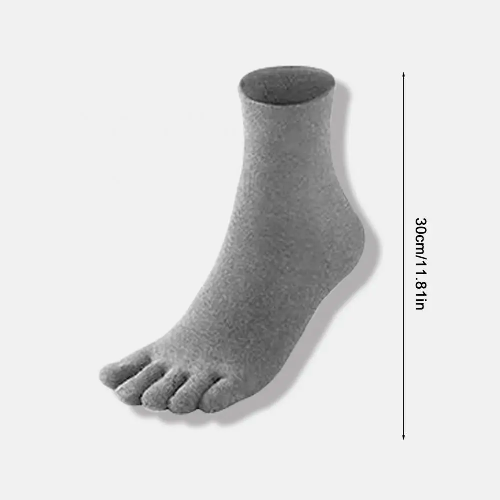 1 Pair Toe Socks Fall Winter Moisture-Wicking Breathable Arch Support Non-Slip Unisex Athletic Running Cotton Five Fingers Sock