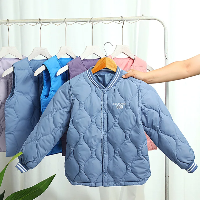 Children's Cotton Jacket Autumn and Winter New Boys' Down Cotton Baseball Jacket Cotton Jacket Can Be Worn Inside and Outside