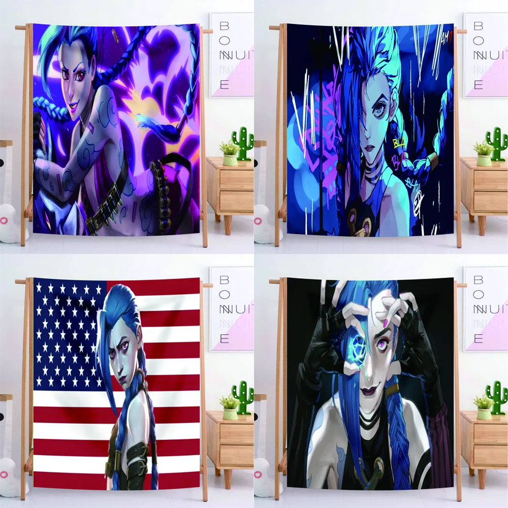 

BoBLKT Store Blanket Arcanes-Jinxs Cartoon Flag Tapestry Polyester Printed Jinx Poster Banner For Decor