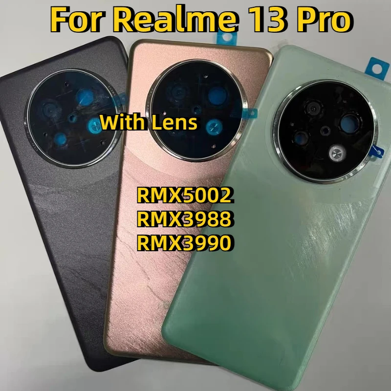 Battery Back Cover Housing For Realme 13 pro RMX5002/RMX3988/RMX3990 13pro Door Rear Case Phone Lid + Camera Frame Lens