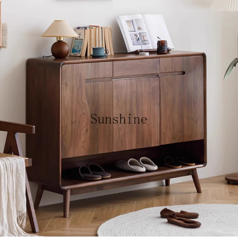 

Solid wood shoe cabinet three-door entry Nordic minimalist and durable entrance table