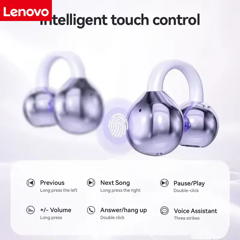 Lenovo Wireless Ear Clip Bluetooth Earphones Hi-Res Ultra Open