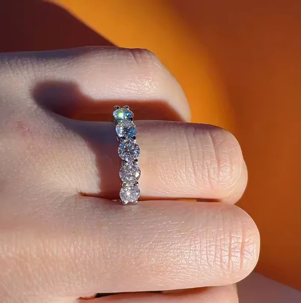 4mm D Color VVS Moissanite Ring For Women Total 1.5CT S925 Sterling Silver Jewelry Brilliant Diamond Wedding Bands Ring Anillos