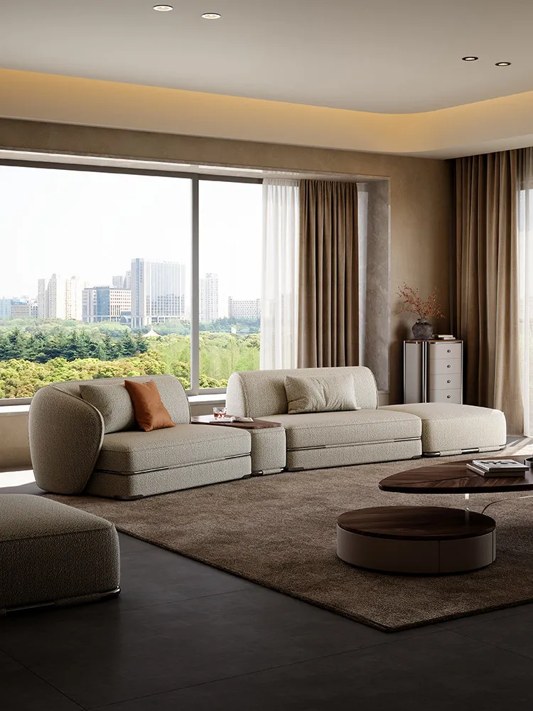 Italian Fabric Sofa, Curved Villa Mansion Large Flat High-end Designer, Sofa Combination