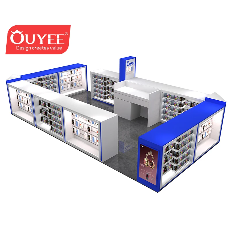 Customized-Shopping mall cell phone accessories kiosks mobile phone store design cell phone repair kiosk