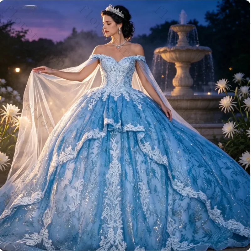 Customized Temperament Exquisite Gorgeous Glitter Beading Quinceanera Dresses Appliques Off The Shoulder Charming Ball Gown