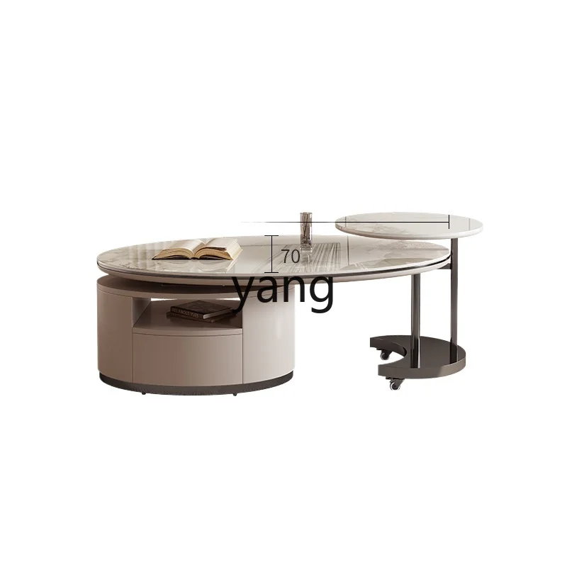 

LH cream wind living room new coffee table oval simple rotating rock plate coffee table
