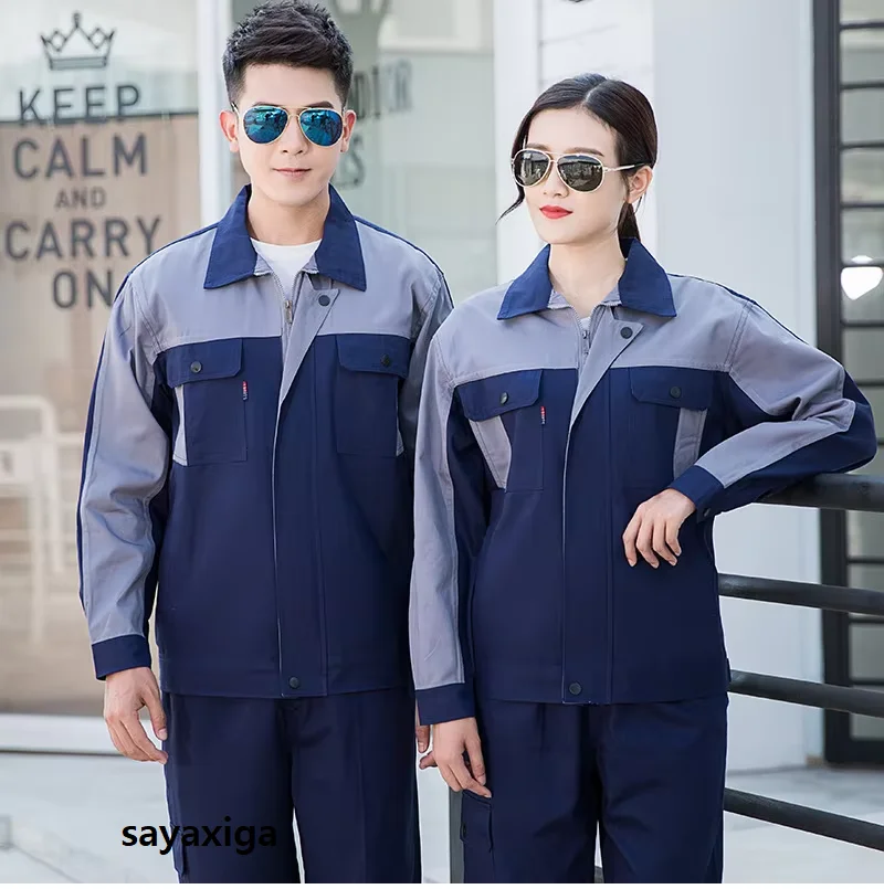 

Factory Workshop Work Clothing For Men Women Mechanical Repairman Worker Uniforms Two Tones Welding Suits 100% Cotton Work Cloth