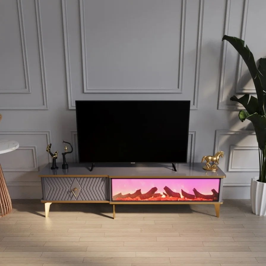 *Wooden Elctronic Fireplace Tv Stands Hot Selling Product Modern and Luxury  Tv Stands With Bluetooth Connection