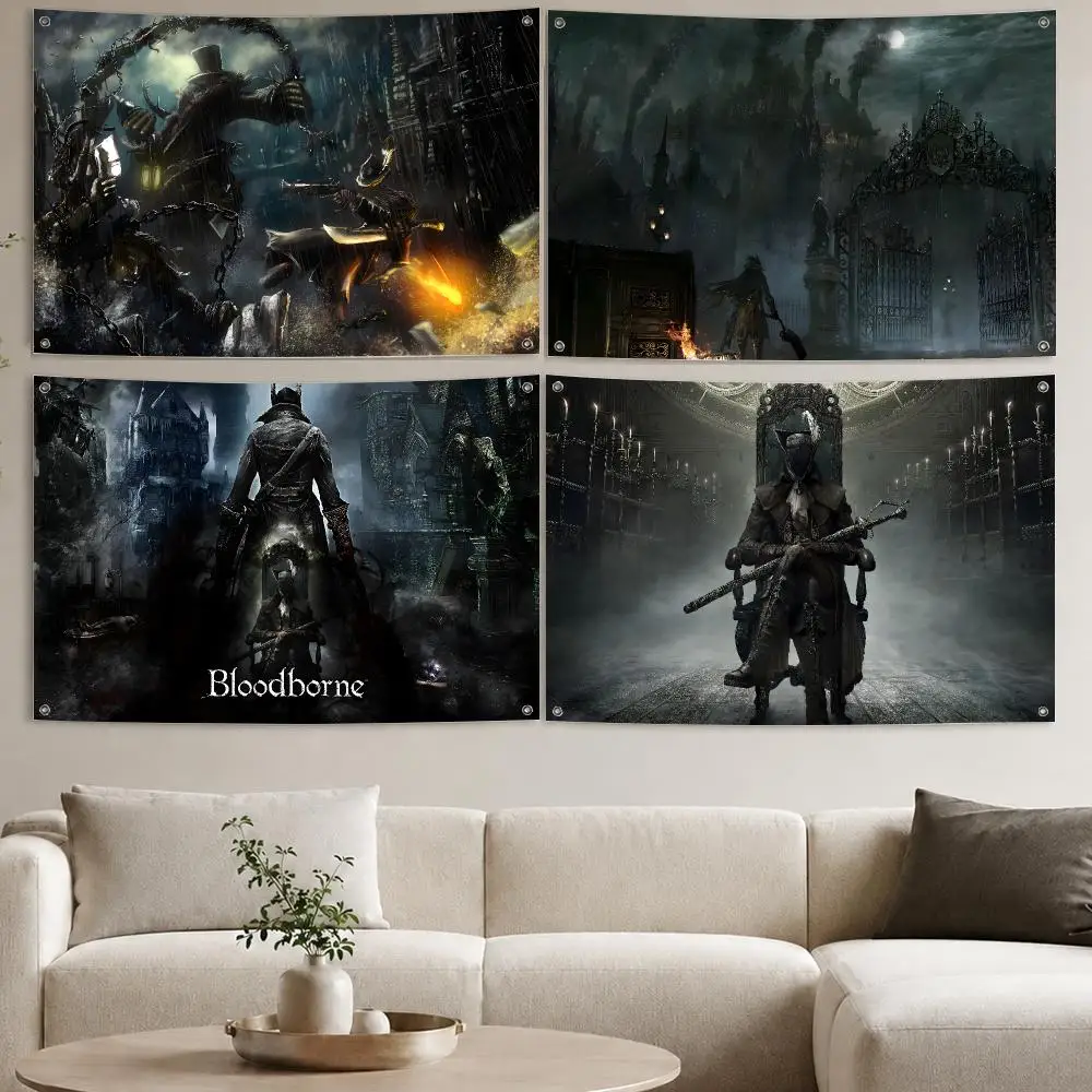 Blood-borne game Flags Aesthetic Wall Tapestry Printed Wall Hanging Living Room Party Outdoor Decor