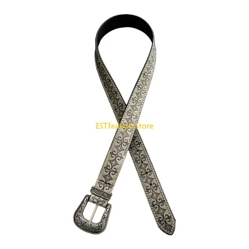 

Y5GC Классический Ретро Ремень Особенность Западный Шарм Дизайн Заклепки Украшение Искусственная Кожа