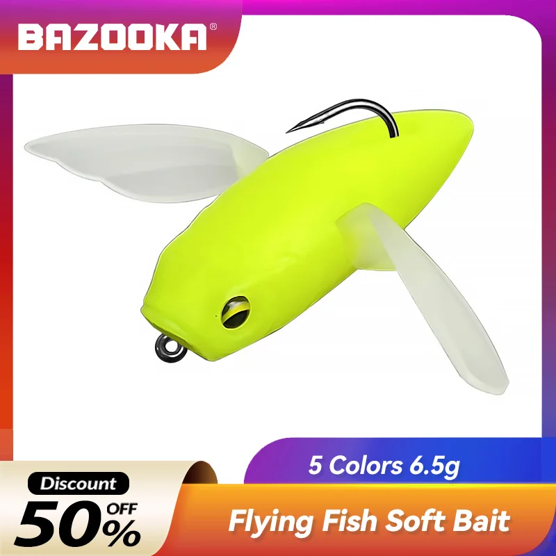 Bazooka 6.5g/55mm Fishing Lure Sea Flying Fish Soft Bait Tuna Trolling Bird Shaped Teaser For Fishing wing Tackle