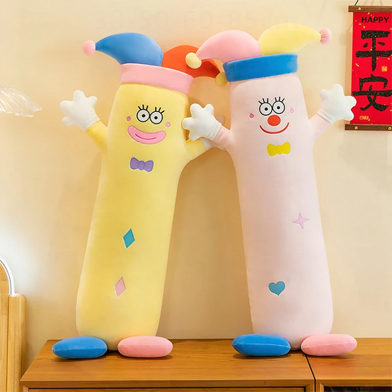 หมอนตุ๊กตาตัวตลกยาวนุ่มนิ่มสำหรับเด็ก ของเล่นตุ๊กตาสัตว์ ของตกแต่งบ้านสุดสร้างสรรค์ เบาะโซฟา ของขวัญวันเกิด วันคริสต์มาสสำหรับเด็ก