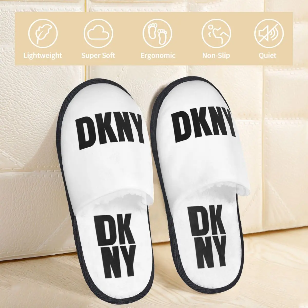 Winter Home Cotton Slippers Stylish DKNYs Merch Household Fur Slippers Slides Indoor Cozy Non-slip Slides