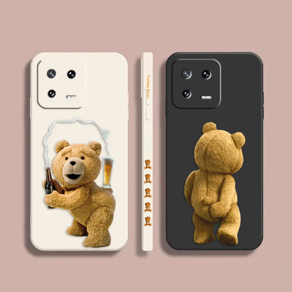 Phone Case For Xiaomi POCO F3 F4 F5 M2 M3 M4 M5 X2 X3 X4 X5 GT Pro 4G 5G Capa Simple Liquid Silicone Case Cute T-Teddy Bear