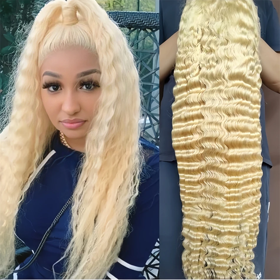 Brazilian Blonde 613 200 Density 30 32 Inch Hd Lace Frontal Deep Wave Curly Wig 100% Natural Human Hair for Women Wigs on Sale