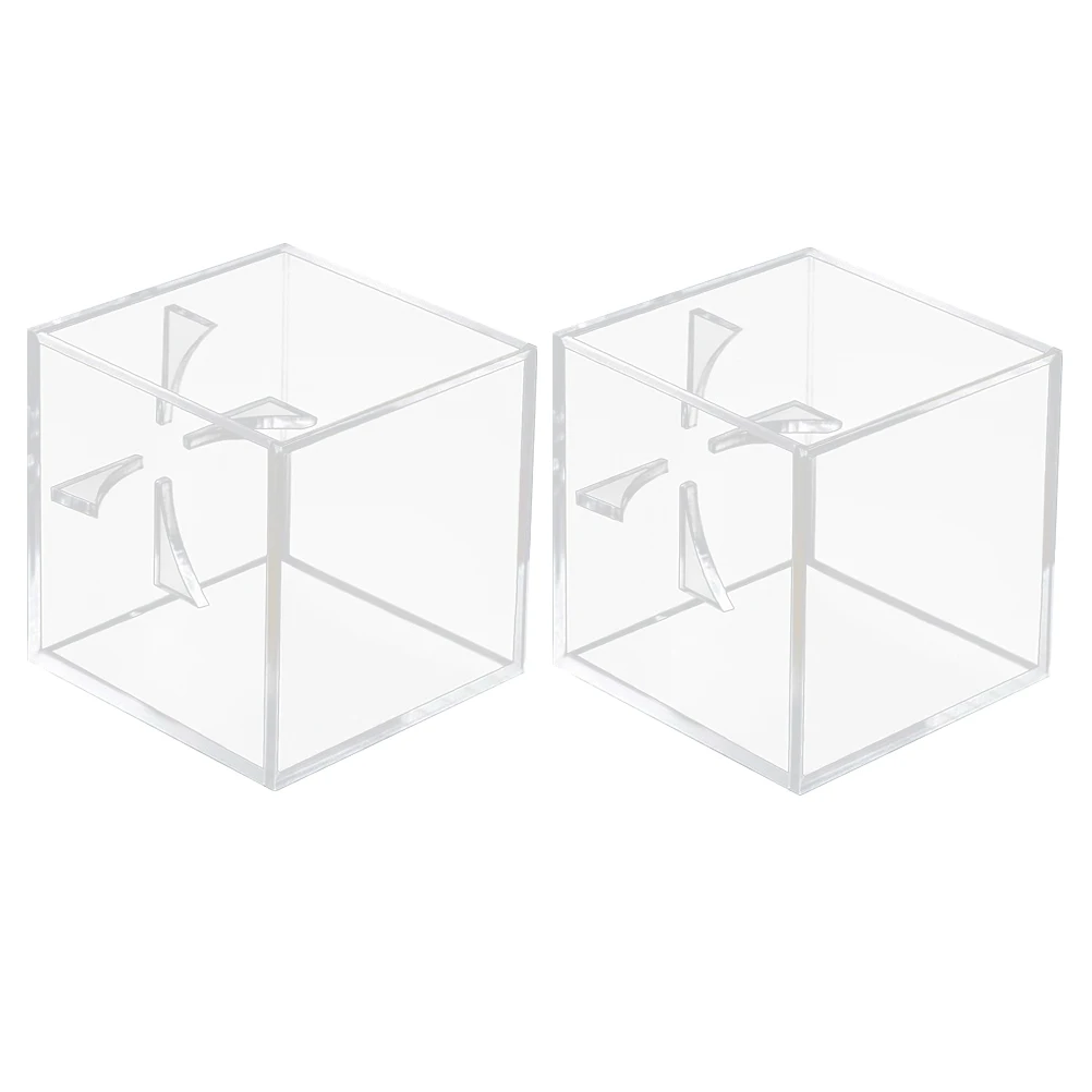 2 pçs caixa de exibição de acrílico para bola de beisebol suporte claro com berço de quatro pontas armazenamento seguro para jogo assinado-usado