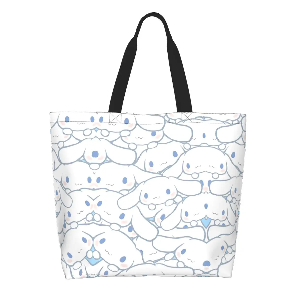 

Custom Cinnamoroll Grocery Shopping Bags Cute Print Canvas Shopper Tote Shoulder Bags Large Capacity Washable Manga Handbag
