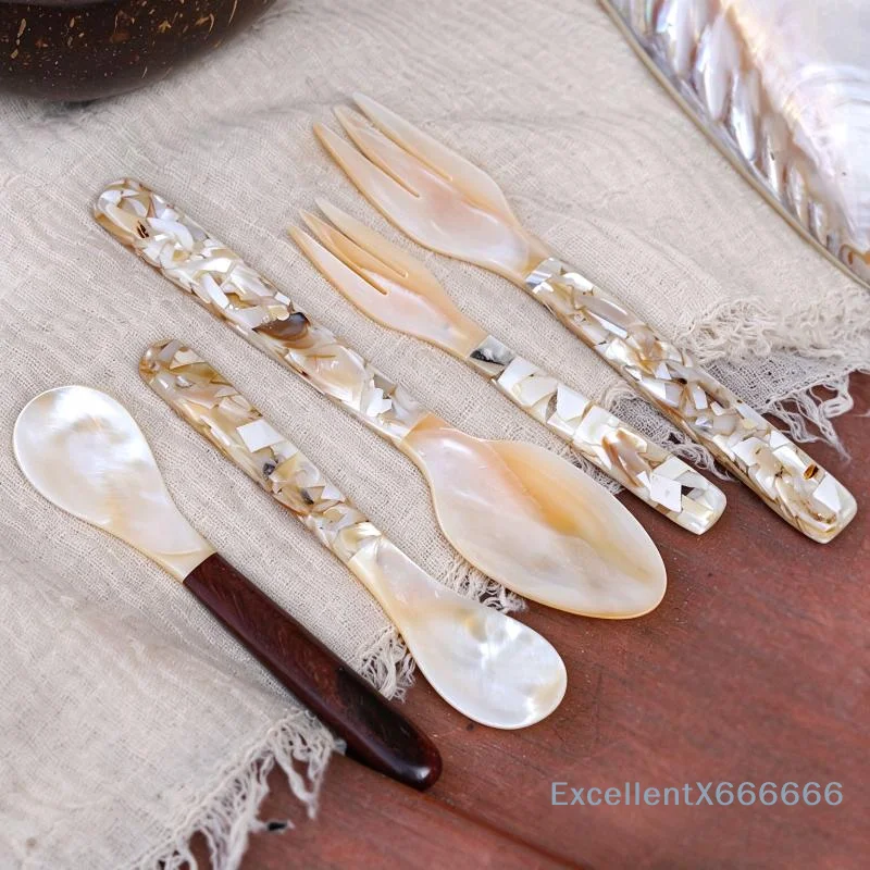 Handmade Natural Conch Shell Spoon 12/16cm Non-toxic Teaspoon for Ice Cream Coffee Caviar Home Bar Cocktail Garnish Use