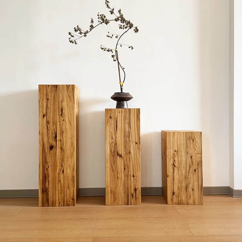 

Ваби Шафэн Квадратный пирс из цельного дерева Подставка для цветов Основание для резьбы по корню Табурет из чистого массива дерева B & B Гостиная Вход в отеле