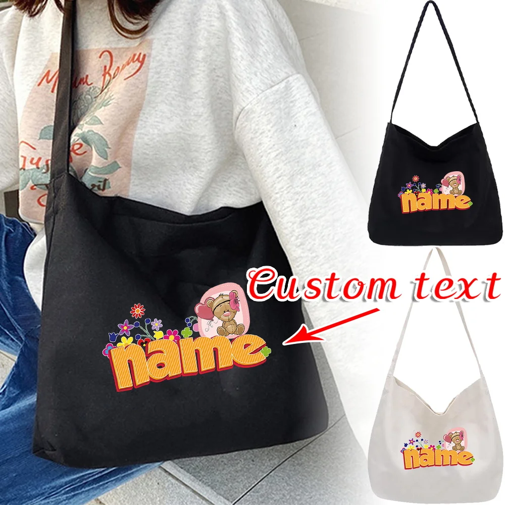 Customized Name Women's New Canvas Shoulder Bag Environmentally Friendly Multifunctional and Simple Shoulder Bag