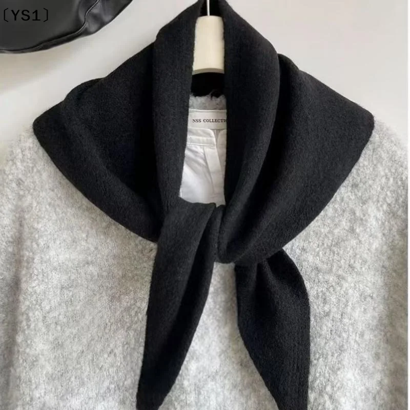 

〔YS1〕Korean Style Wool Knitted Triangular Scarf Women Headscarf Knitted Scarf Multi-functional Warm Knitted Scarf
