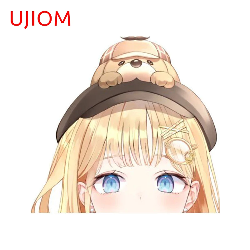 UJIOM 13cm X 12.2cm Hololive Anime Girl Peeker Wall Stickers Interesting Graphics Air Conditioner Laptop Decal Wallpapers Decor