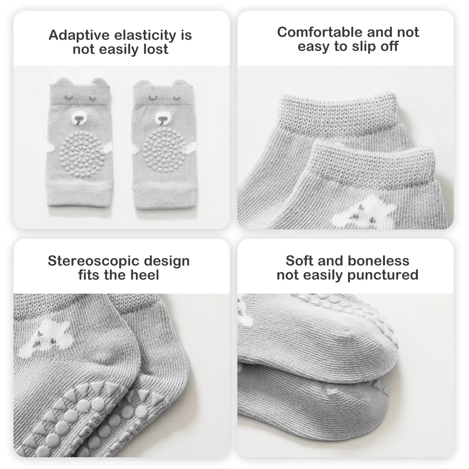 Baby Knee Pads and Baby Socks with Grips Anti Slip Toddlers Socks Baby Knee Protectors for Toddler Infant Boys Girls