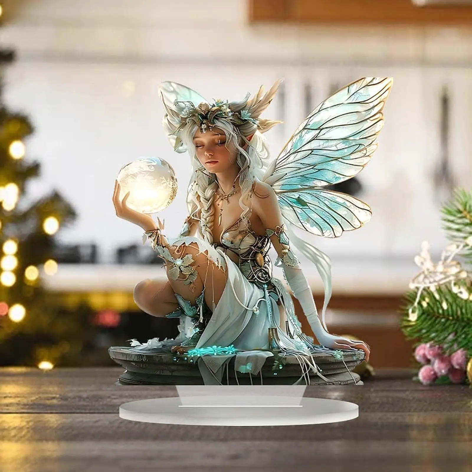 2D قزم الجنية الديكور الاكريليك الفن الحرفية المقتنيات الزخرفية سطح المكتب فتاة جميلة تمثال مسطح للمنزل رف الكتب مكتب