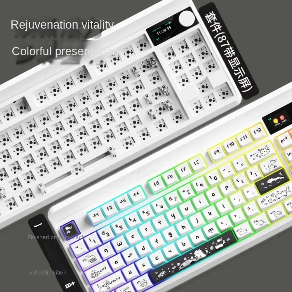 Imagem -05 - Teclado Mecânico sem Fios Heitieniu Yk830 Bluetooth Tri-mode Kit Personalizado Hot-swappable 80 Layout 87 Teclas Rgb com Visor