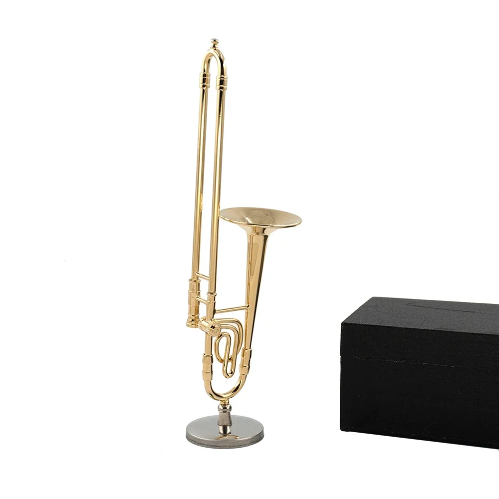 Miniature Pure Copper Trombone Model Mini Musical Instrument 1/12 Dollhouse ob11 1/6 figure Accessories bjd Decoration