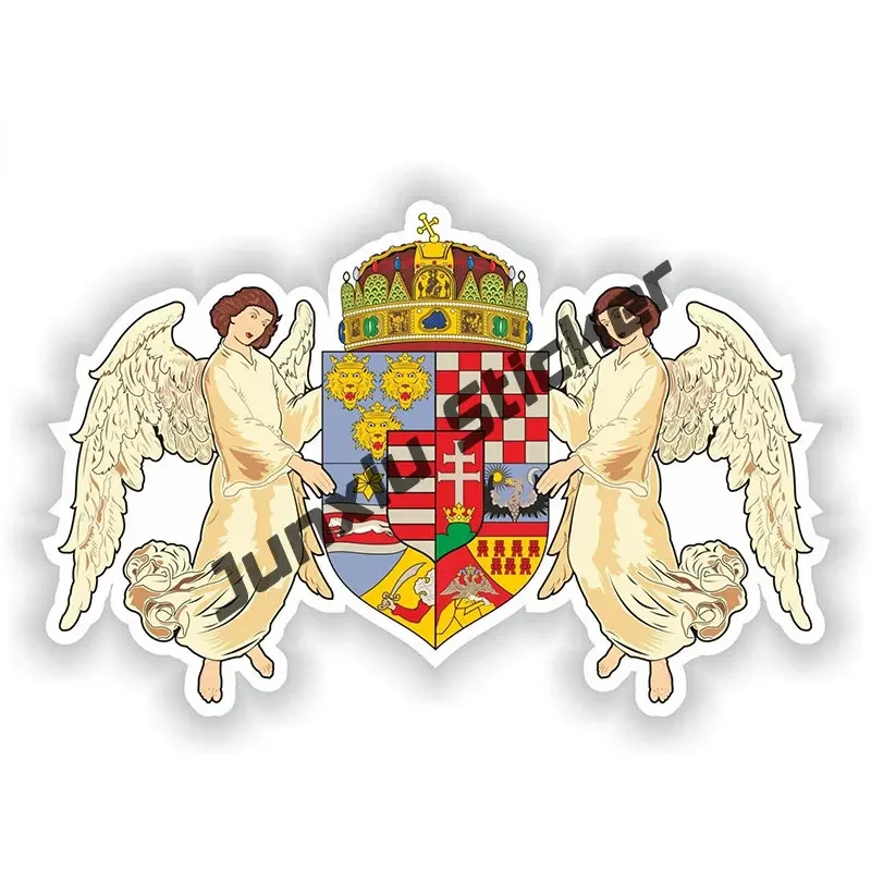 Hungary Round Flag Seal Sticker  Budapest Coat of Arms Hungary Flag Hu Hungarian Shield Van for Car SUV Laptop Book Fridge