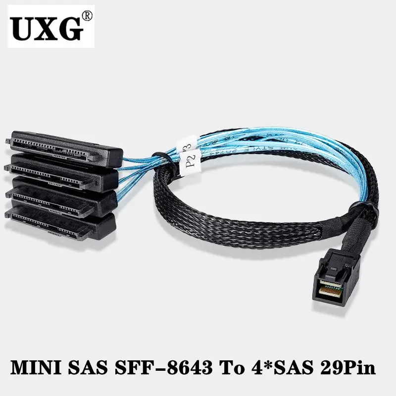 I cavi di SAS SATA SFF-8643 a 4 SFF-8482 Mini SAS interno HD al connettore di SFF-8482 di 4 29pin con il cavo del porto 12 GB/S di potere di SAS