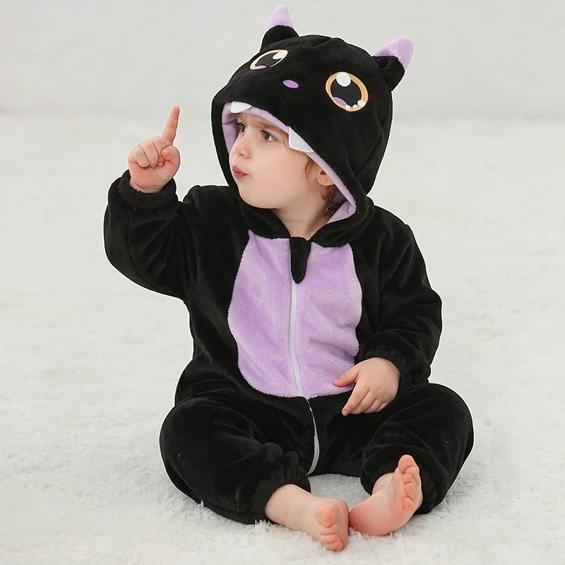 Kigurumis Baby Clothes Baby Jumpsuit Pajamas Newborn Bodysuit 0-3 Years Old Cosplay Costume Monster Hooded Onesie Clothes Outfit