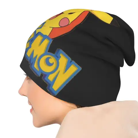 Pikachu Modehattar Japanska Tecknade Spel Pokemon Tunn Hatt Motorhuva Hipster Skullies Mössor Kepsar Herr Dam Hörselkåpor 6 best sales motorhuv pikachu - №6