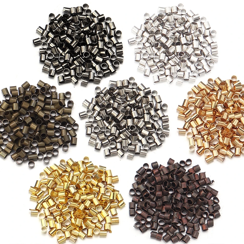 500pcs/lot Copper Positioning Beads Tube Shape Stopper Crimp End Loose Spacer Beads For DIY Jewelry Making Necklace Bracelet