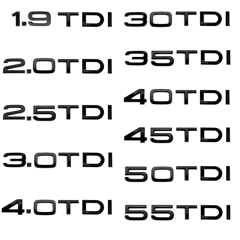 

Car Trunk Emblem Sticker 3D ABS 50TDI 30 35 40 45 50 55 1.9 2.0 2.5 2.7 3.0 4.0 TDI For Audi A1 A3 A4 A5 A6 A7 A8 Q2 Q3 Q5 Q7 TT