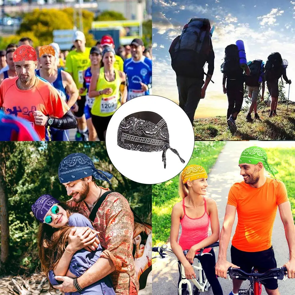 Breathable Quick Dry Bandana Pirate Cap Helmet Liner Cooling Bicycle Headscarf Cycling Hat Headband  for Men and Women Caps