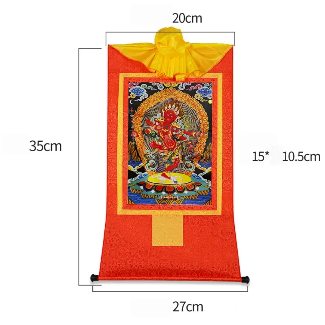 Tibetan Red Thangka Kurukulla Bodhisattva Gilded Painting Wall Art Chinese Style Living Room Entryway Decor 35cm