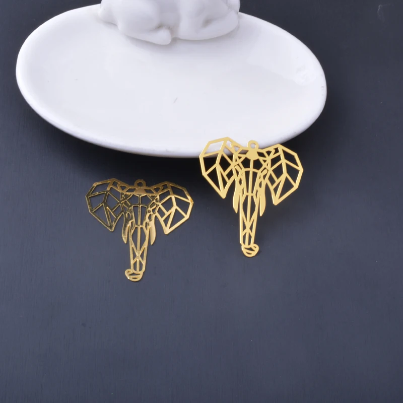 10 Stück Messing-Filigran-Anhänger, hohle goldene Elefanten-, Pfauen-, Oktopus- und Katzen-Motive, Edelstahl, DIY-Schmuckanhänger – Detail 14