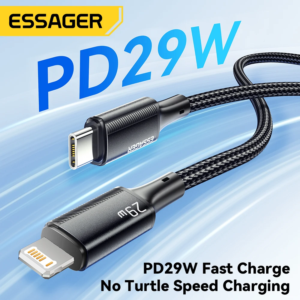 Picture 3: Essager USB C Cable For iPhone 14 13 12 11 Pro Max Xs 8 Plus iPad Macbook Wire 29W PD Fast Charging Type C To Lighting Data Cord