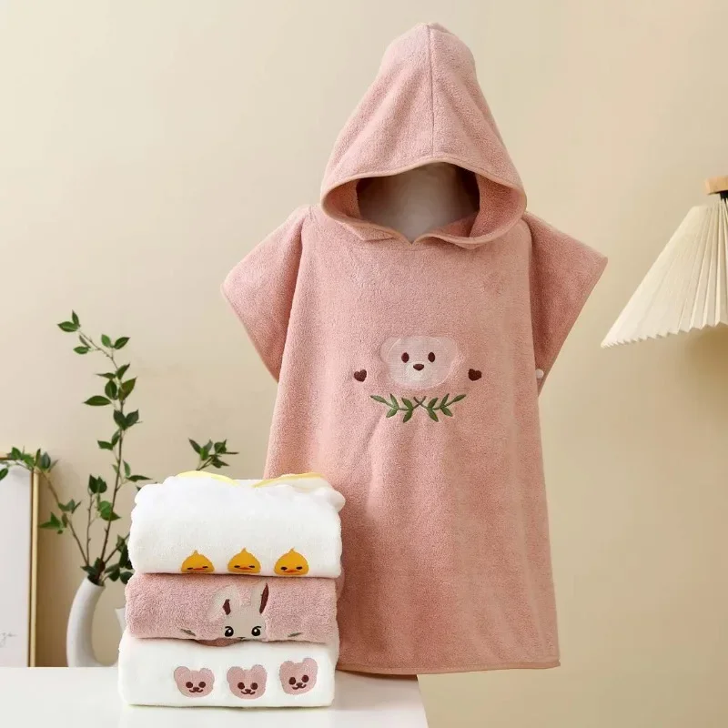 Baby Bathrobe Hooded Towel Soft Coral Velvet Child Bath Towel Cloak Cute Warm Towel Blanket Toddler Sleeping Swaddle Wrap