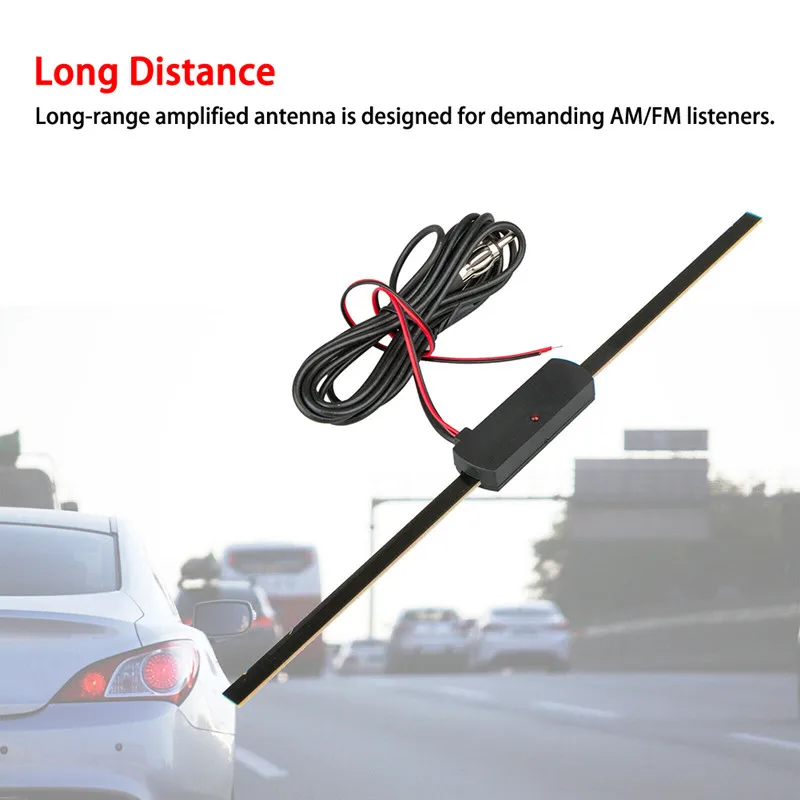 Car Electronic Radio Antenna 1pcs Windshield Car AM FM Radio Antenna Signal Amplifier Booster 12V Universal Antena Booster