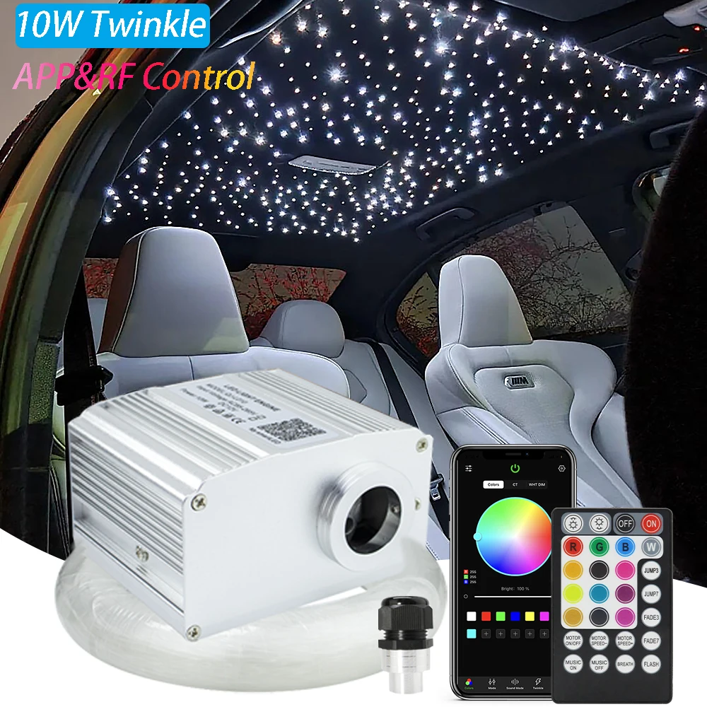 DC12V 10W Twinkle RGBW Car Roof Star Lights APP LED Światłowodowe zestawy oświetlenia sufitowego Starry Sky Światłowodowe oświetlenie