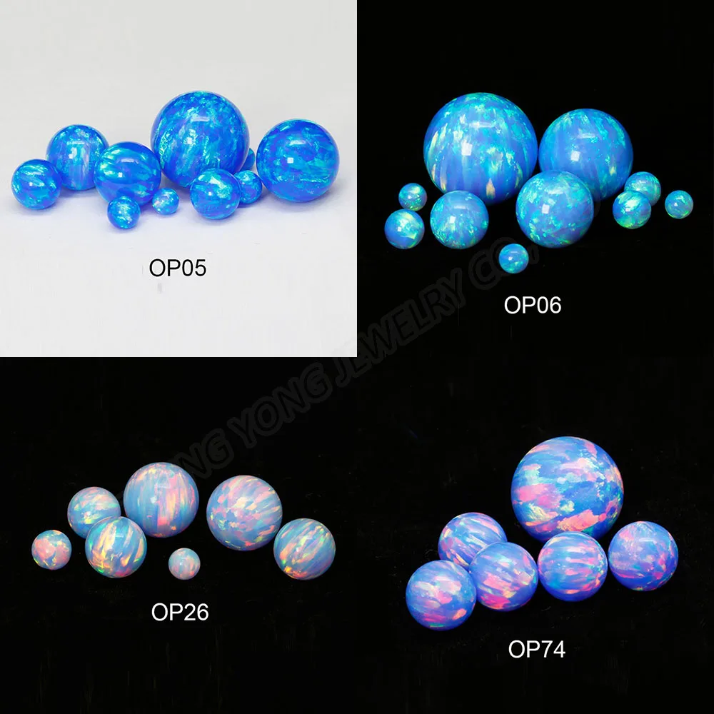 20/50pcs Wholesale Blue Opal Beads for Jewelry Making 2mm--8mm Lab Grown Blue Opal Drill Hole Ball