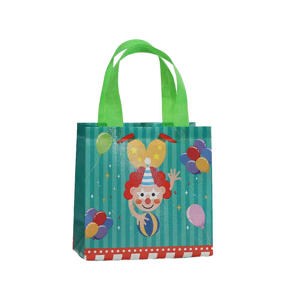 10Pcs Cute Circus Theme Non-woven Gift Packing Bags Amusement Park Clown Shopping Bag for Kids Birthday Baby Shower Party Decor