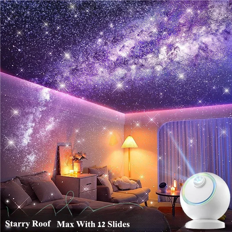 LED Star Planet Galaxy Projector Night Lights Bluetooth Speaker Planetarium Starry Sky Projector Night Lamp Kids Gift Room Decor